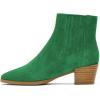 imageFSJ Women Chunky Block Mid Heel Ankle Boots Pointed Toe Faux Suede Comfortable Slip On Elastic Fashion Chelsea Western Booties Size 415 USGreen