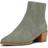 imageFSJ Women Chunky Block Mid Heel Ankle Boots Pointed Toe Faux Suede Comfortable Slip On Elastic Fashion Chelsea Western Booties Size 415 USGrey