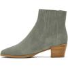 imageFSJ Women Chunky Block Mid Heel Ankle Boots Pointed Toe Faux Suede Comfortable Slip On Elastic Fashion Chelsea Western Booties Size 415 USGrey