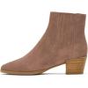 imageFSJ Women Chunky Block Mid Heel Ankle Boots Pointed Toe Faux Suede Comfortable Slip On Elastic Fashion Chelsea Western Booties Size 415 USSalmon