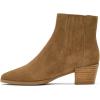 imageFSJ Women Chunky Block Mid Heel Ankle Boots Pointed Toe Faux Suede Comfortable Slip On Elastic Fashion Chelsea Western Booties Size 415 USTan