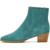 imageFSJ Women Chunky Block Mid Heel Ankle Boots Pointed Toe Faux Suede Comfortable Slip On Elastic Fashion Chelsea Western Booties Size 415 USTurquoise
