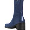 imageFSJ Women Closed Square Toe Ankle Boots Low Block Heel Short Boots Side Zipper Mid Calf Fashion Dress Booties Size 416 USBlue