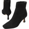 imageFSJ Women Comfy Zipper Medium Spool Heels Square Toe Classic Pull On Office Boots Size 415 M USBlack