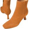 imageFSJ Women Comfy Zipper Medium Spool Heels Square Toe Classic Pull On Office Boots Size 415 M USDark Orange