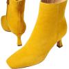 imageFSJ Women Comfy Zipper Medium Spool Heels Square Toe Classic Pull On Office Boots Size 415 M USGold