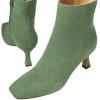 imageFSJ Women Comfy Zipper Medium Spool Heels Square Toe Classic Pull On Office Boots Size 415 M USGreen