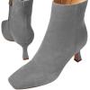 imageFSJ Women Comfy Zipper Medium Spool Heels Square Toe Classic Pull On Office Boots Size 415 M USGrey