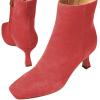imageFSJ Women Comfy Zipper Medium Spool Heels Square Toe Classic Pull On Office Boots Size 415 M USRed