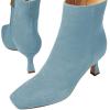 imageFSJ Women Comfy Zipper Medium Spool Heels Square Toe Classic Pull On Office Boots Size 415 M USSky Blue