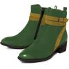 imageFSJ Women Fashion Round Toe Ankle Boots Block Low Heel Side Zipper Booties Comfy Winter Casual Walking Ladies Shoes Size 415 USDark Green