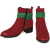 imageFSJ Women Fashion Round Toe Ankle Boots Block Low Heel Side Zipper Booties Comfy Winter Casual Walking Ladies Shoes Size 415 USDark Red