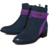 imageFSJ Women Fashion Round Toe Ankle Boots Block Low Heel Side Zipper Booties Comfy Winter Casual Walking Ladies Shoes Size 415 USMidnight Blue