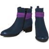 imageFSJ Women Fashion Round Toe Ankle Boots Block Low Heel Side Zipper Booties Comfy Winter Casual Walking Ladies Shoes Size 415 USMidnight Blue