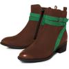 imageFSJ Women Fashion Round Toe Ankle Boots Block Low Heel Side Zipper Booties Comfy Winter Casual Walking Ladies Shoes Size 415 USSaddle Brown