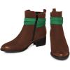 imageFSJ Women Fashion Round Toe Ankle Boots Block Low Heel Side Zipper Booties Comfy Winter Casual Walking Ladies Shoes Size 415 USSaddle Brown