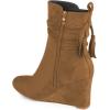 imageFSJ Women Round Toe Wedge High Heel Ankle Boots Retro Side Zipper Casual Walking Ladies Shoes Size 415 USBrown