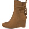 imageFSJ Women Round Toe Wedge High Heel Ankle Boots Retro Side Zipper Casual Walking Ladies Shoes Size 415 USBrown