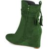 imageFSJ Women Round Toe Wedge High Heel Ankle Boots Retro Side Zipper Casual Walking Ladies Shoes Size 415 USGreen