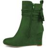 imageFSJ Women Round Toe Wedge High Heel Ankle Boots Retro Side Zipper Casual Walking Ladies Shoes Size 415 USGreen