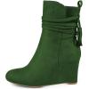 imageFSJ Women Round Toe Wedge High Heel Ankle Boots Retro Side Zipper Casual Walking Ladies Shoes Size 415 USGreen