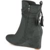 imageFSJ Women Round Toe Wedge High Heel Ankle Boots Retro Side Zipper Casual Walking Ladies Shoes Size 415 USSlate Grey