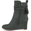 imageFSJ Women Round Toe Wedge High Heel Ankle Boots Retro Side Zipper Casual Walking Ladies Shoes Size 415 USSlate Grey