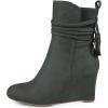 imageFSJ Women Round Toe Wedge High Heel Ankle Boots Retro Side Zipper Casual Walking Ladies Shoes Size 415 USSlate Grey