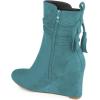 imageFSJ Women Round Toe Wedge High Heel Ankle Boots Retro Side Zipper Casual Walking Ladies Shoes Size 415 USTurquoise