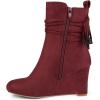 imageFSJ Women Round Toe Wedge High Heel Ankle Boots Retro Side Zipper Casual Walking Ladies Shoes Size 415 USWinered