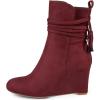 imageFSJ Women Round Toe Wedge High Heel Ankle Boots Retro Side Zipper Casual Walking Ladies Shoes Size 415 USWinered