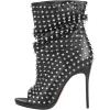 imageFSJ Women Studded Rivets Peep Open Toe Stiletto High Heel Slouchy Ankle Boots Cocktail Nightclub Party Outfit Shoes Size 416 USBlack