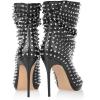 imageFSJ Women Studded Rivets Peep Open Toe Stiletto High Heel Slouchy Ankle Boots Cocktail Nightclub Party Outfit Shoes Size 416 USBlack