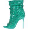 imageFSJ Women Studded Rivets Peep Open Toe Stiletto High Heel Slouchy Ankle Boots Cocktail Nightclub Party Outfit Shoes Size 416 USTurquoise