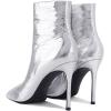 imageFSJ Women Stylish Metal Texture Sexy Pointed Toe Short Mid Calf Comfortable Stiletto High Heels Dress Single Ankle Boots Side Zip Office Lady Shoes Size 415 USSilver