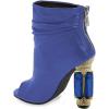 imageFSJ Women Stylish Peep Toe Slouch Ankle Boots Chunky Stacked Heels Party Prom Nightclub Evening Wedding Crystal Heel Dress Shoes Size 415 USBlue Crystal Heel