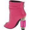 imageFSJ Women Stylish Peep Toe Slouch Ankle Boots Chunky Stacked Heels Party Prom Nightclub Evening Wedding Crystal Heel Dress Shoes Size 415 USPink Crystal Heel