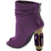 imageFSJ Women Stylish Peep Toe Slouch Ankle Boots Chunky Stacked Heels Party Prom Nightclub Evening Wedding Crystal Heel Dress Shoes Size 415 USPurple Crystal Heel