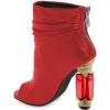 imageFSJ Women Stylish Peep Toe Slouch Ankle Boots Chunky Stacked Heels Party Prom Nightclub Evening Wedding Crystal Heel Dress Shoes Size 415 USRed Crystal Heel