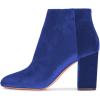imageWomen Elegant Velvet Round Toe Ankle Boots Chunky High Heels Office Lady Booties Size 415 USBlue