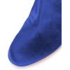 imageWomen Elegant Velvet Round Toe Ankle Boots Chunky High Heels Office Lady Booties Size 415 USBlue