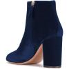 imageWomen Elegant Velvet Round Toe Ankle Boots Chunky High Heels Office Lady Booties Size 415 USDark Blue