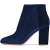imageWomen Elegant Velvet Round Toe Ankle Boots Chunky High Heels Office Lady Booties Size 415 USDark Blue