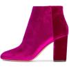 imageWomen Elegant Velvet Round Toe Ankle Boots Chunky High Heels Office Lady Booties Size 415 USFuchsia