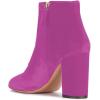 imageWomen Elegant Velvet Round Toe Ankle Boots Chunky High Heels Office Lady Booties Size 415 USHot Pink