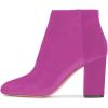 imageWomen Elegant Velvet Round Toe Ankle Boots Chunky High Heels Office Lady Booties Size 415 USHot Pink