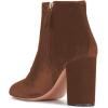 imageWomen Elegant Velvet Round Toe Ankle Boots Chunky High Heels Office Lady Booties Size 415 USSaddlebrown