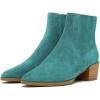 imageFSJ Women Chunky Block Mid Heel Ankle Boots Pointed Toe Faux Suede Comfortable Slip On Elastic Fashion Chelsea Western Booties Size 415 USTurquoise