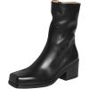 imageFSJ Women Closed Square Toe Ankle Boots Low Block Heel Short Boots Side Zipper Mid Calf Fashion Dress Booties Size 416 USBlack