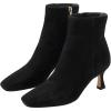 imageFSJ Women Comfy Zipper Medium Spool Heels Square Toe Classic Pull On Office Boots Size 415 M USBlack